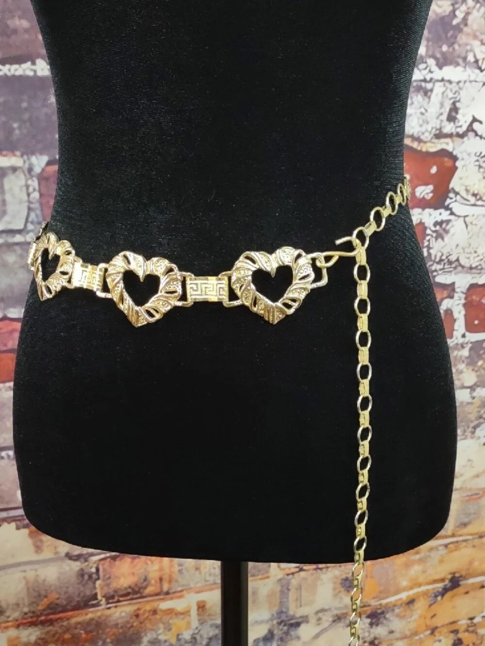 Vintage Gold Heart-Link Waist Chain Belt